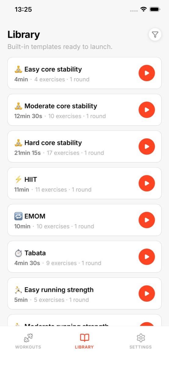 Library screen in the Bloc app