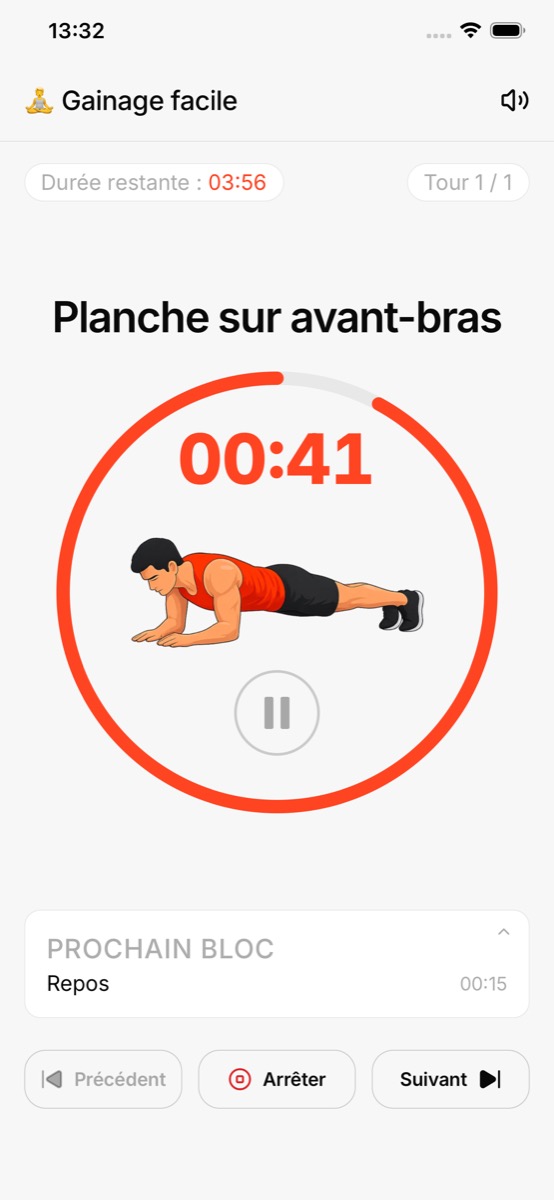 Timer screen in the Bloc app